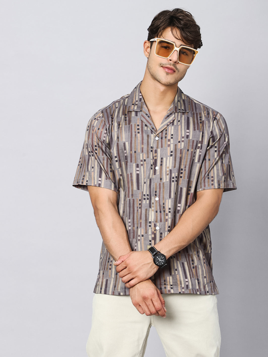 Dash Stripe Oversized Cotton Shirt