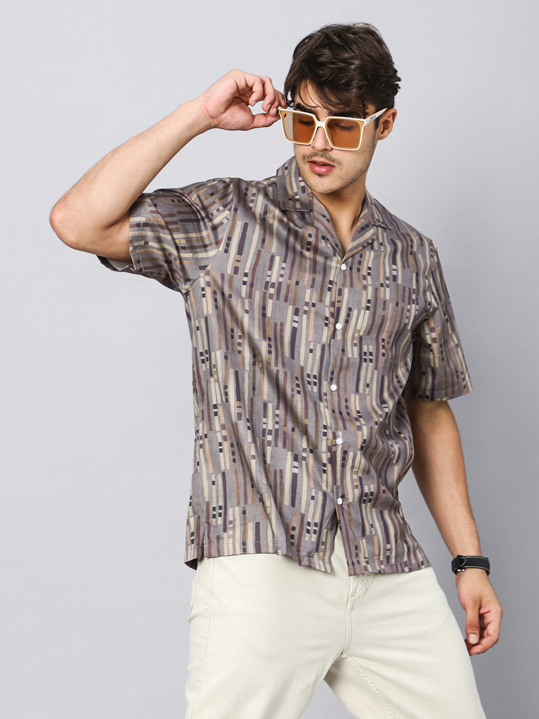 Dash Stripe Oversized Cotton Shirt