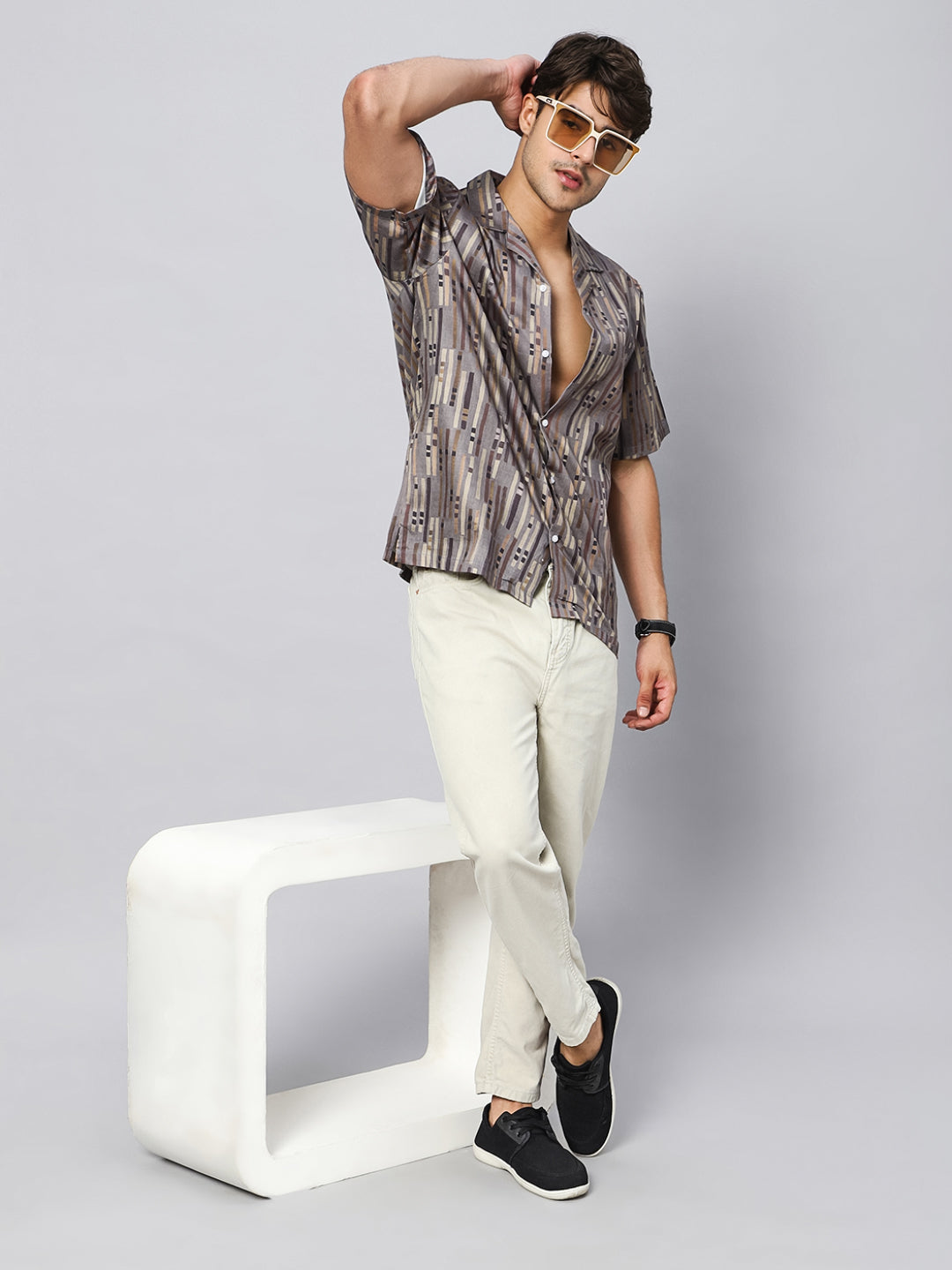 Dash Stripe Oversized Cotton Shirt