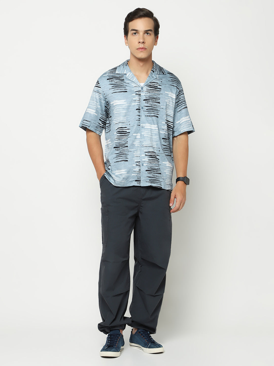 Brush Abstract Stroke Oversized Cotton Shirt