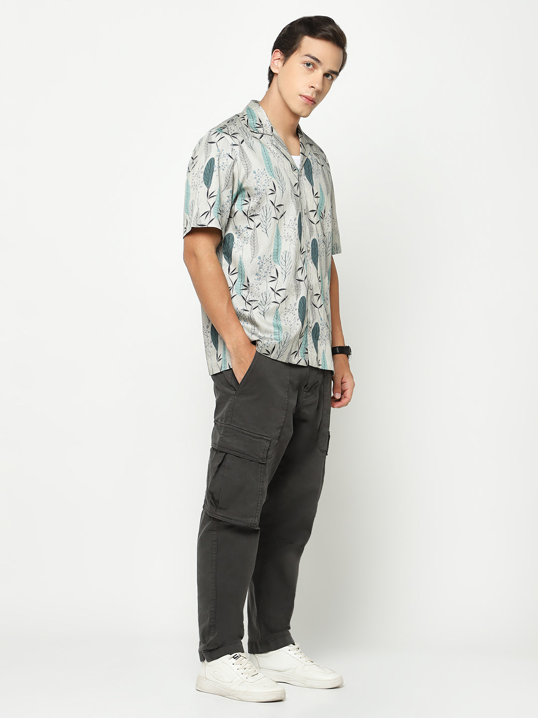 Leaves Silhouette Oversized Cotton Shirt