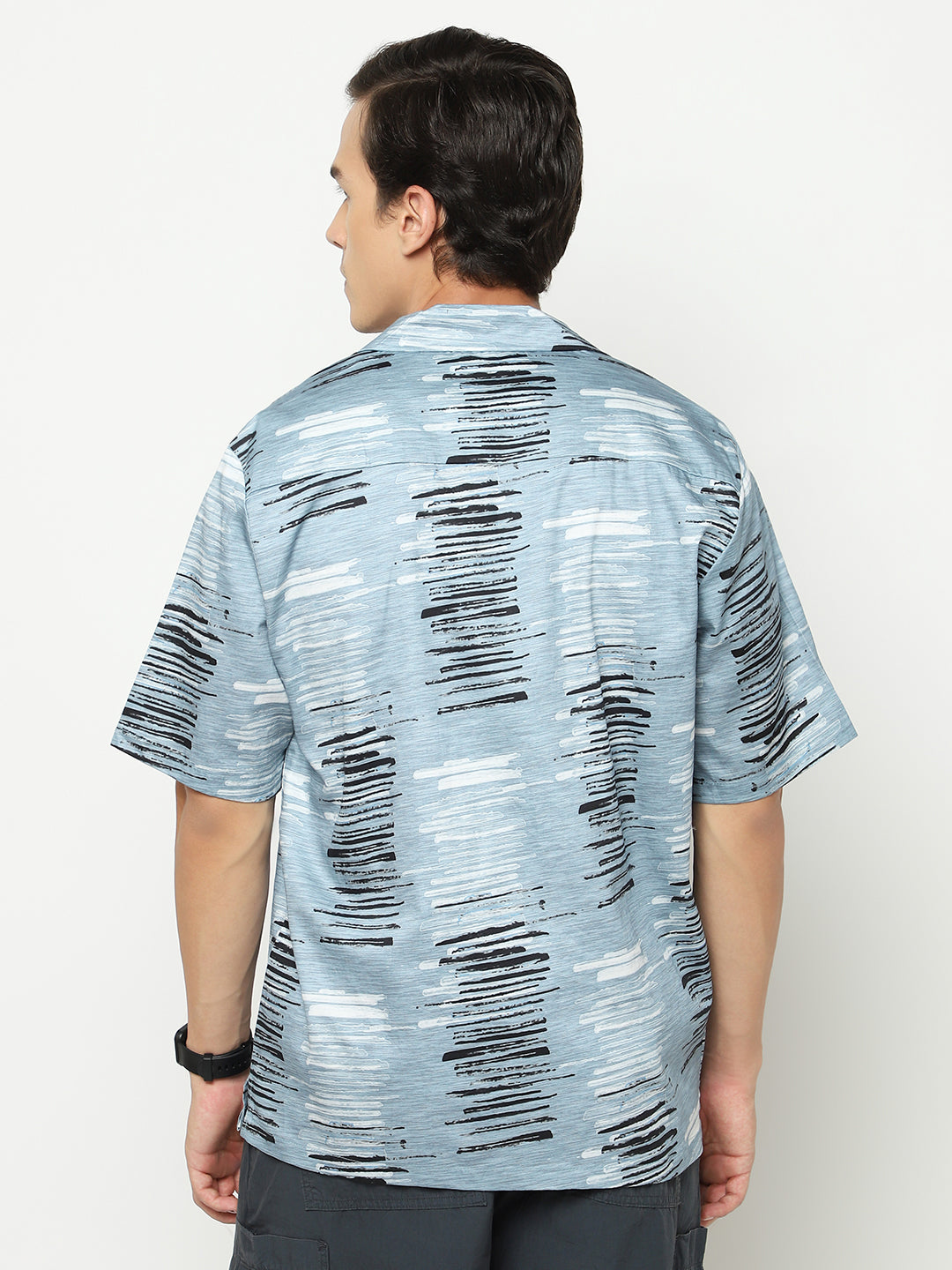 Brush Abstract Stroke Oversized Cotton Shirt