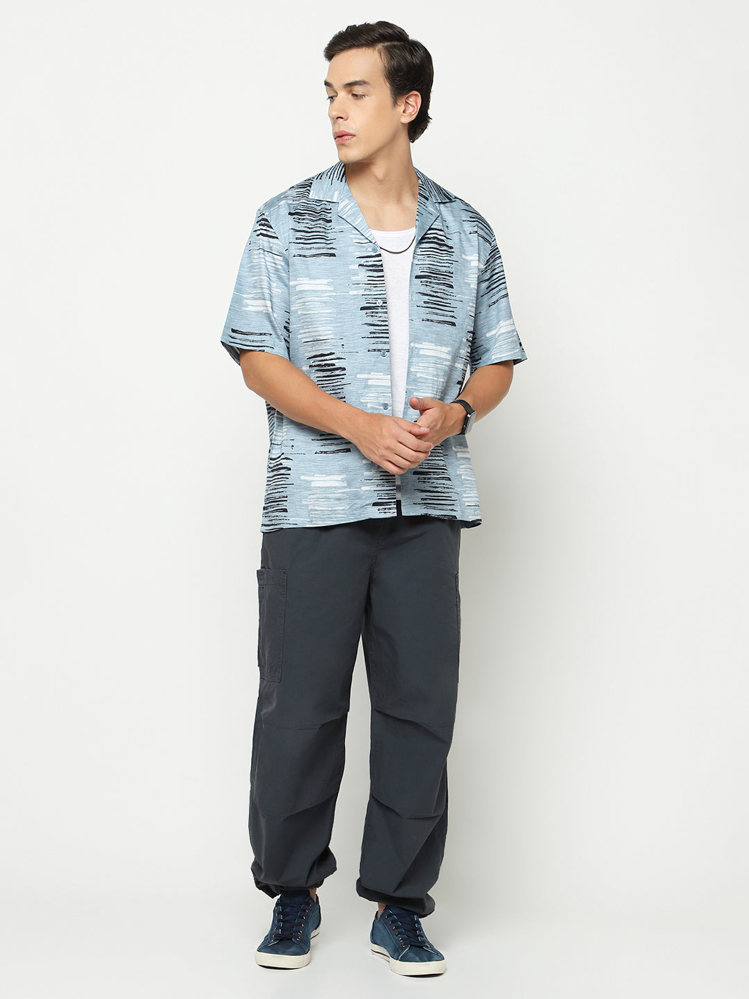 Brush Abstract Stroke Oversized Cotton Shirt