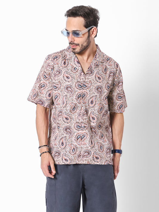 Vintage Paisley Oversized Cotton Shirt