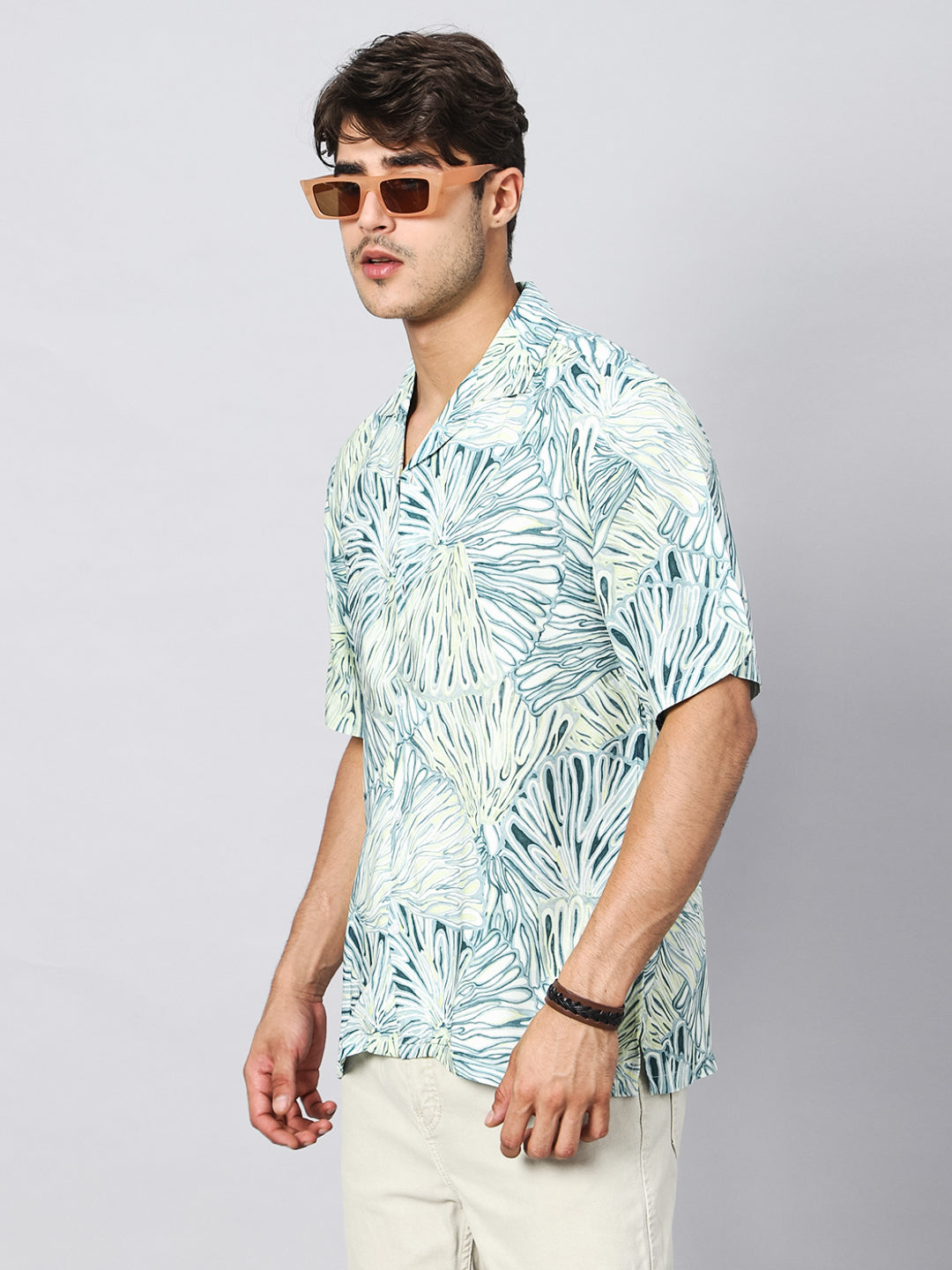 Abstract Grunge Texture Oversized Viscose Shirt