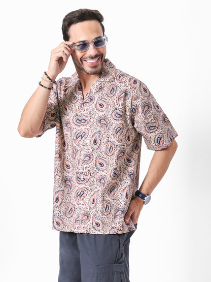 Vintage Paisley Oversized Cotton Shirt