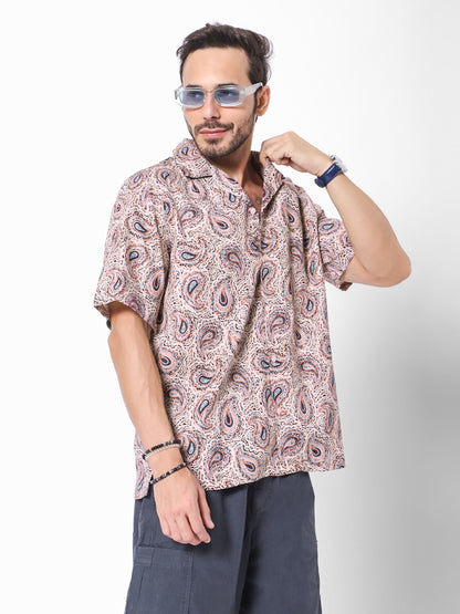Vintage Paisley Oversized Cotton Shirt