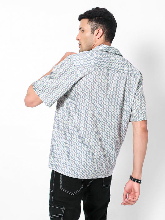Geometric Square Oversized Cotton Shirt