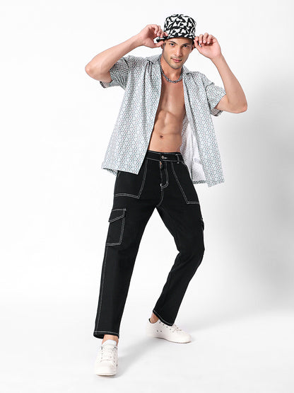 Geometric Square Oversized Cotton Shirt