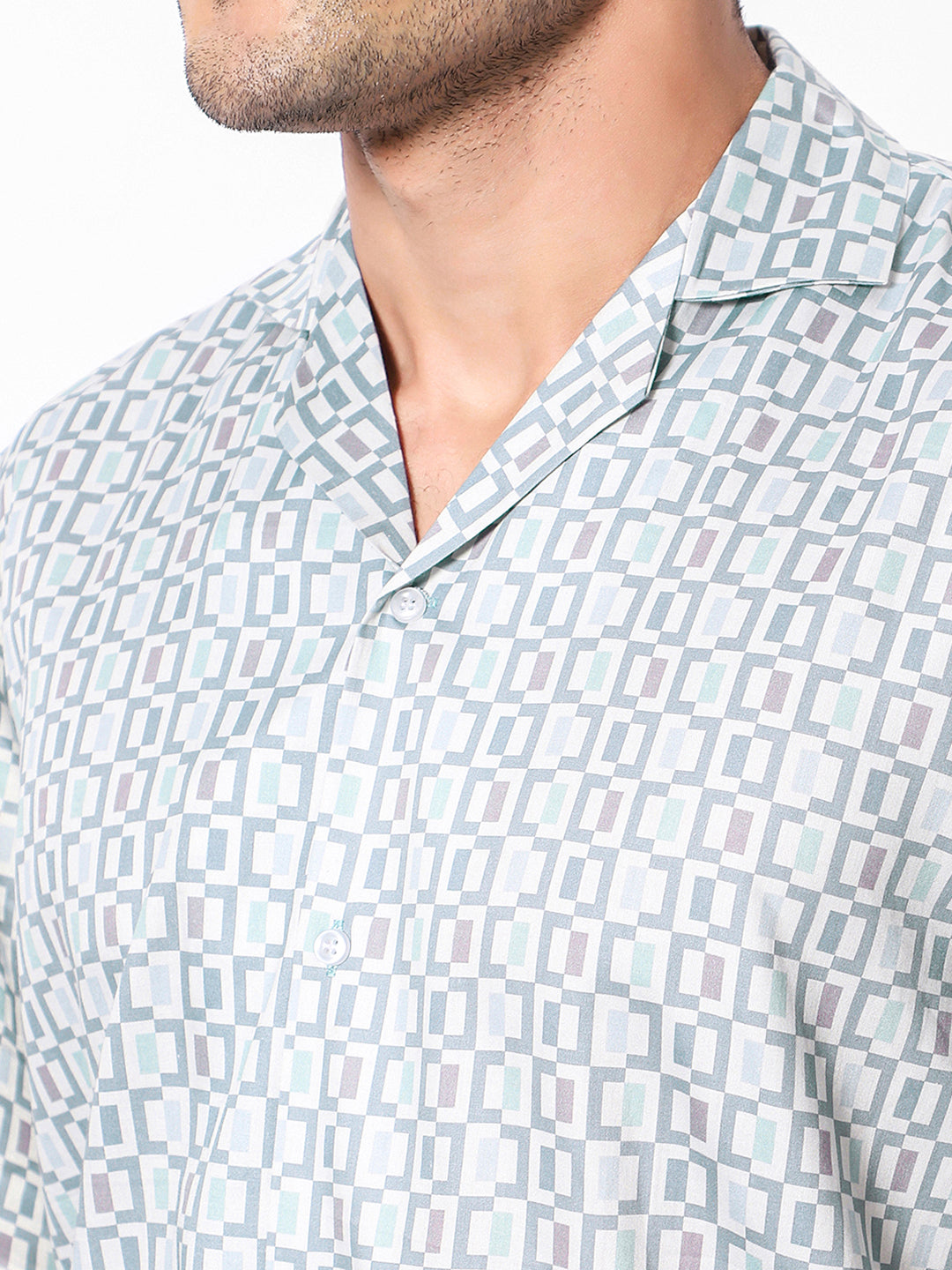Geometric Square Oversized Cotton Shirt