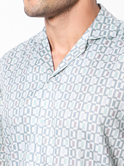 Geometric Square Oversized Cotton Shirt