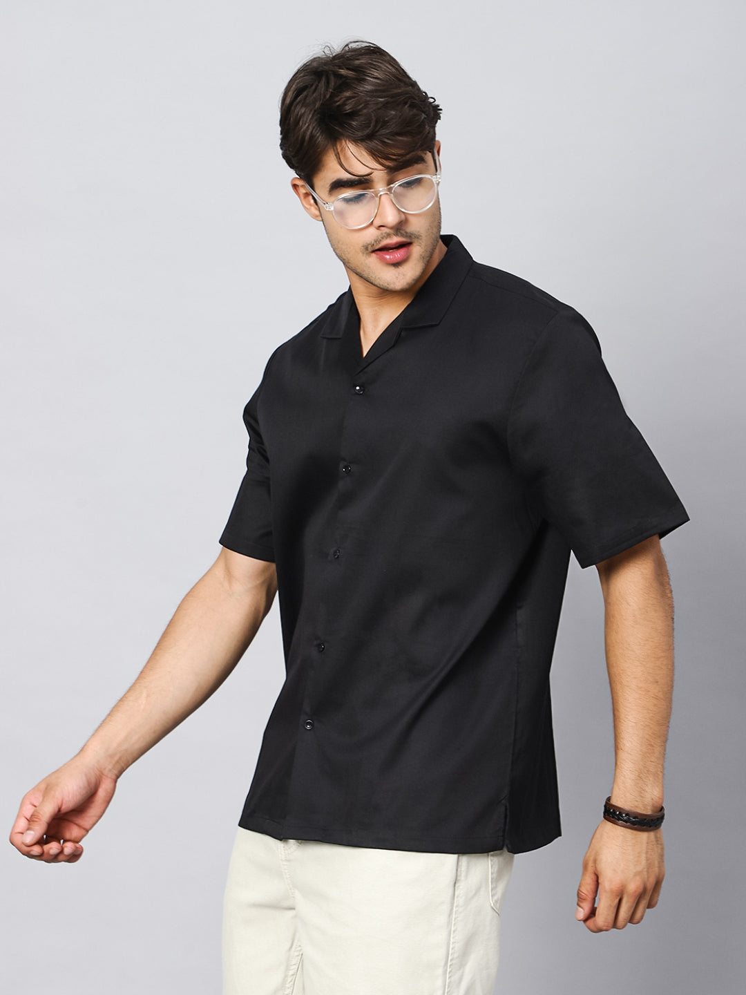 Anchor Black Oversized Cotton Shirt