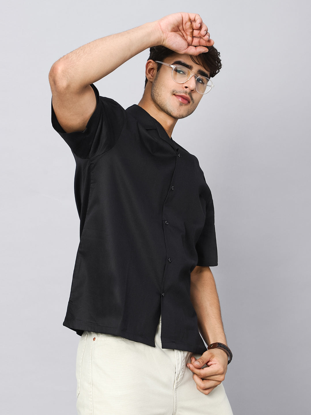 Anchor Black Oversized Cotton Shirt