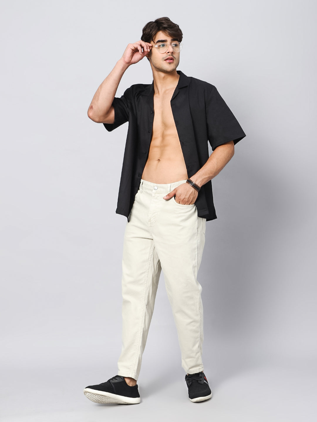 Anchor Black Oversized Cotton Shirt