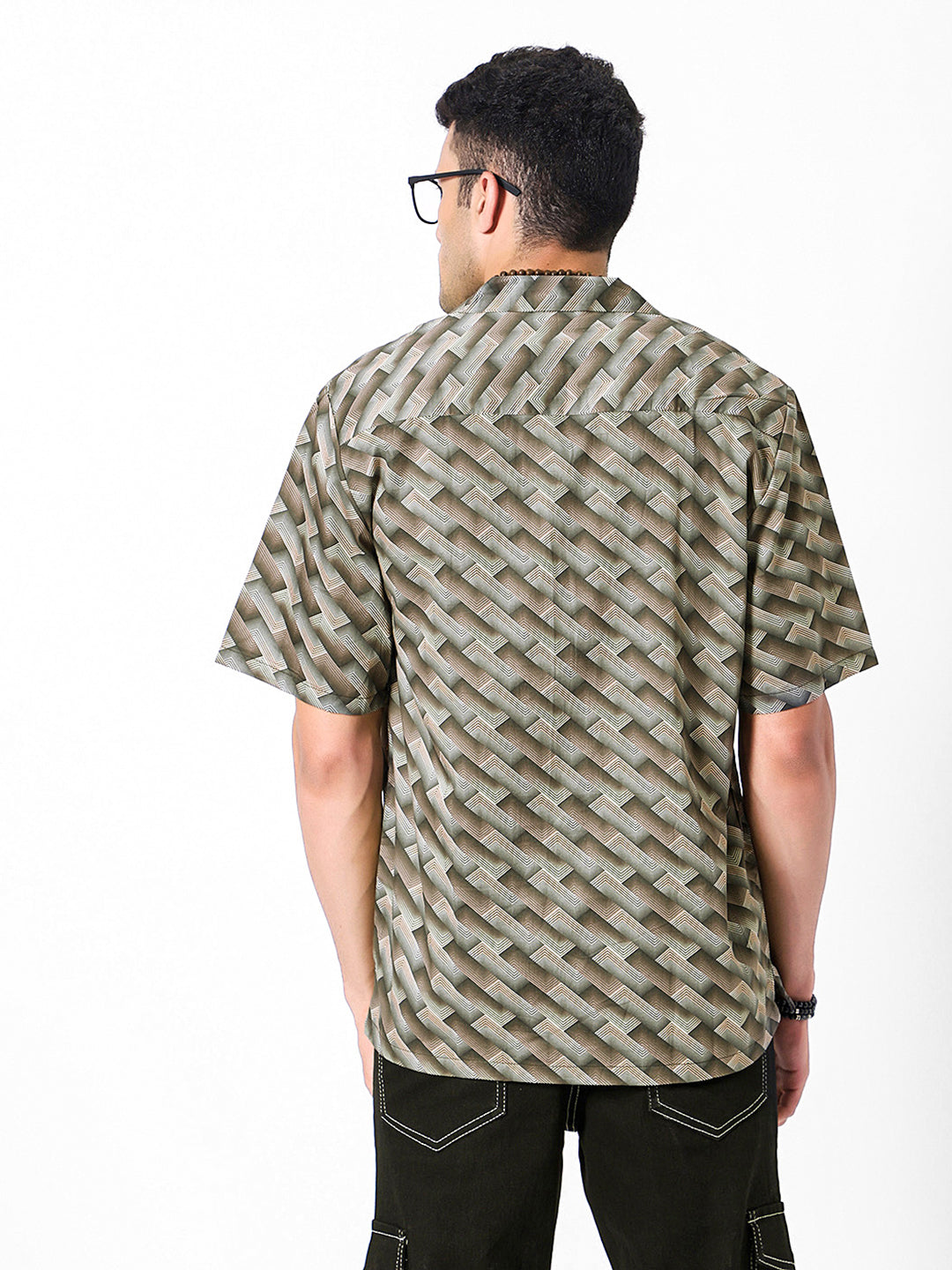 Cross Lines Geo Oversized Cotton Shirt