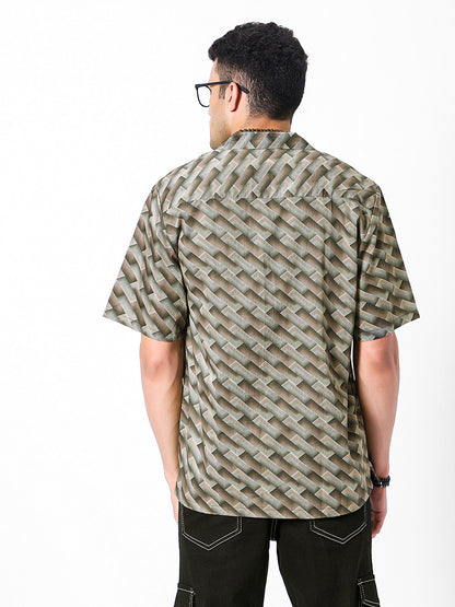 Cross Lines Geo Oversized Cotton Shirt
