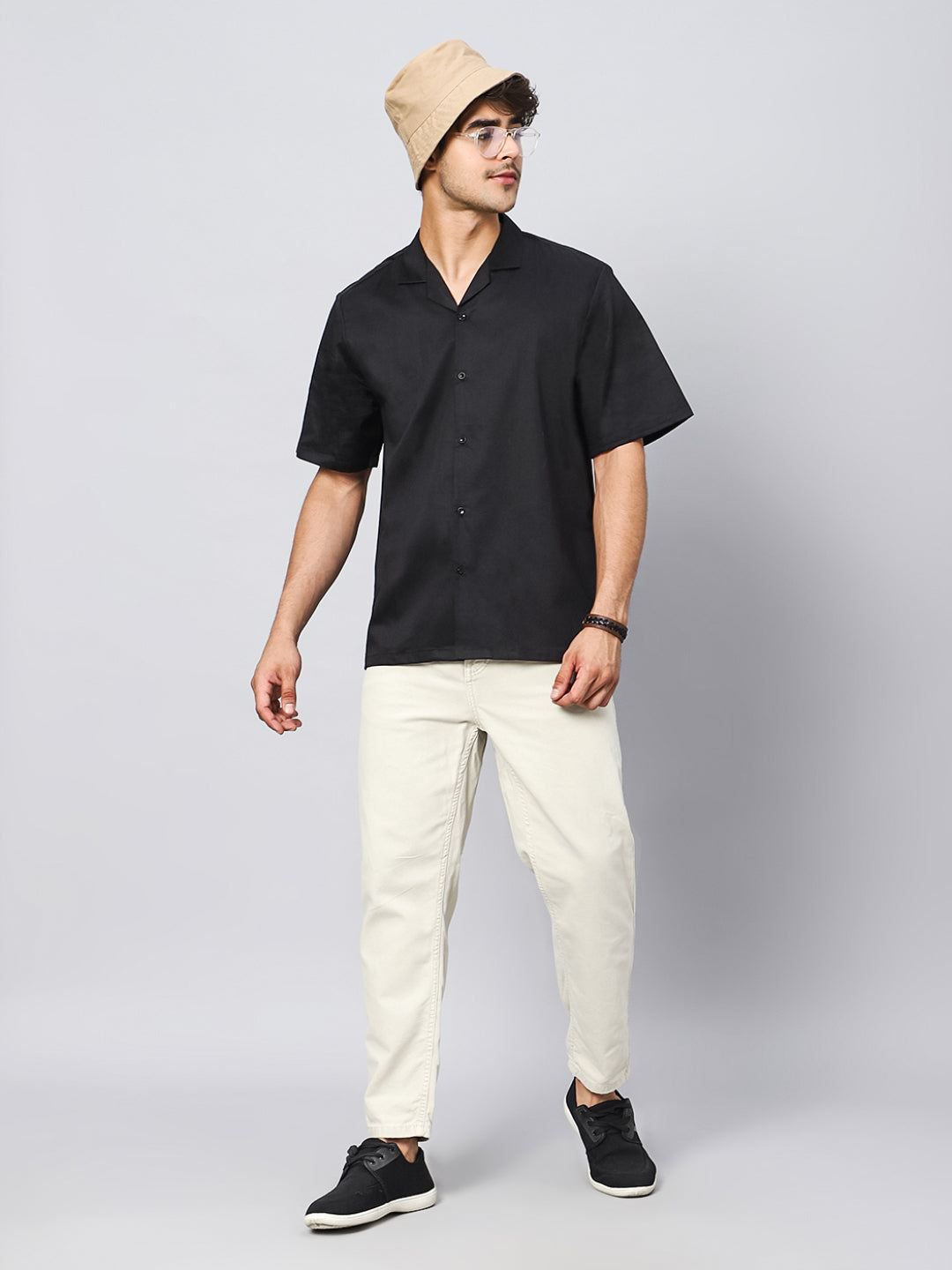 Anchor Black Oversized Cotton Shirt