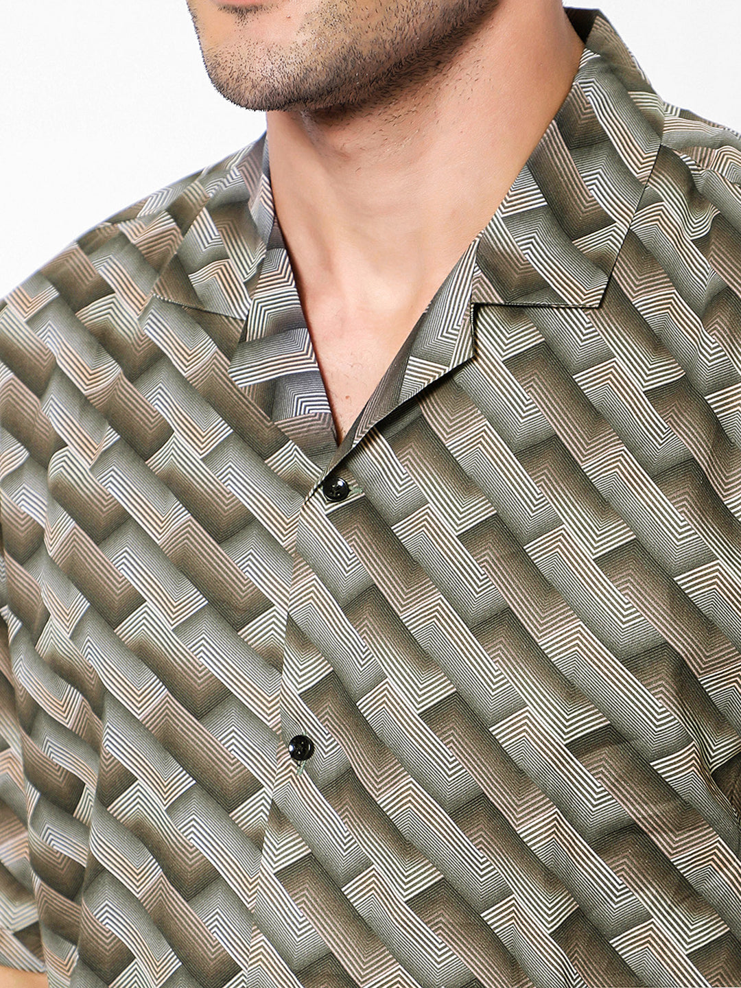 Cross Lines Geo Oversized Cotton Shirt