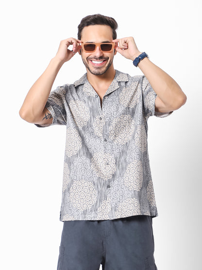 Geometric Circle Oversized Cotton Shirt