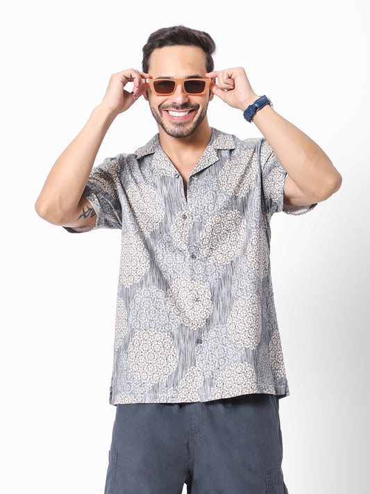 Geometric Circle Oversized Cotton Shirt