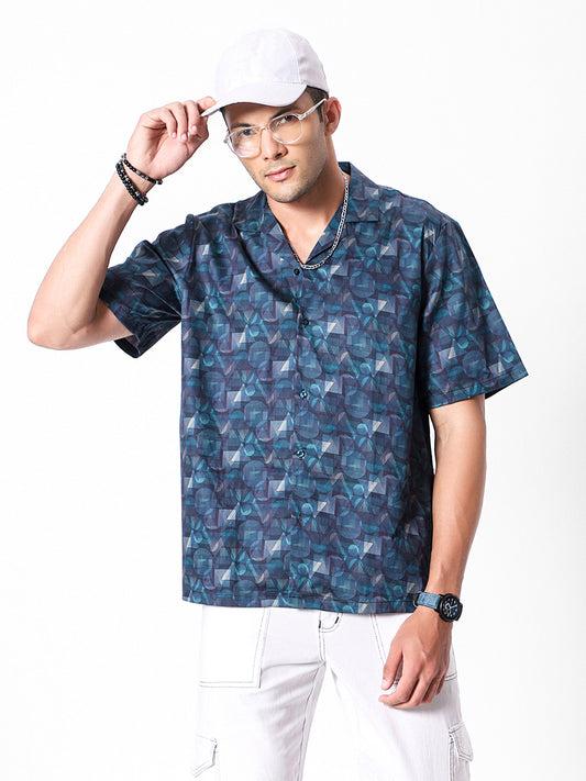 Geo Optical Oversized Cotton Shirt