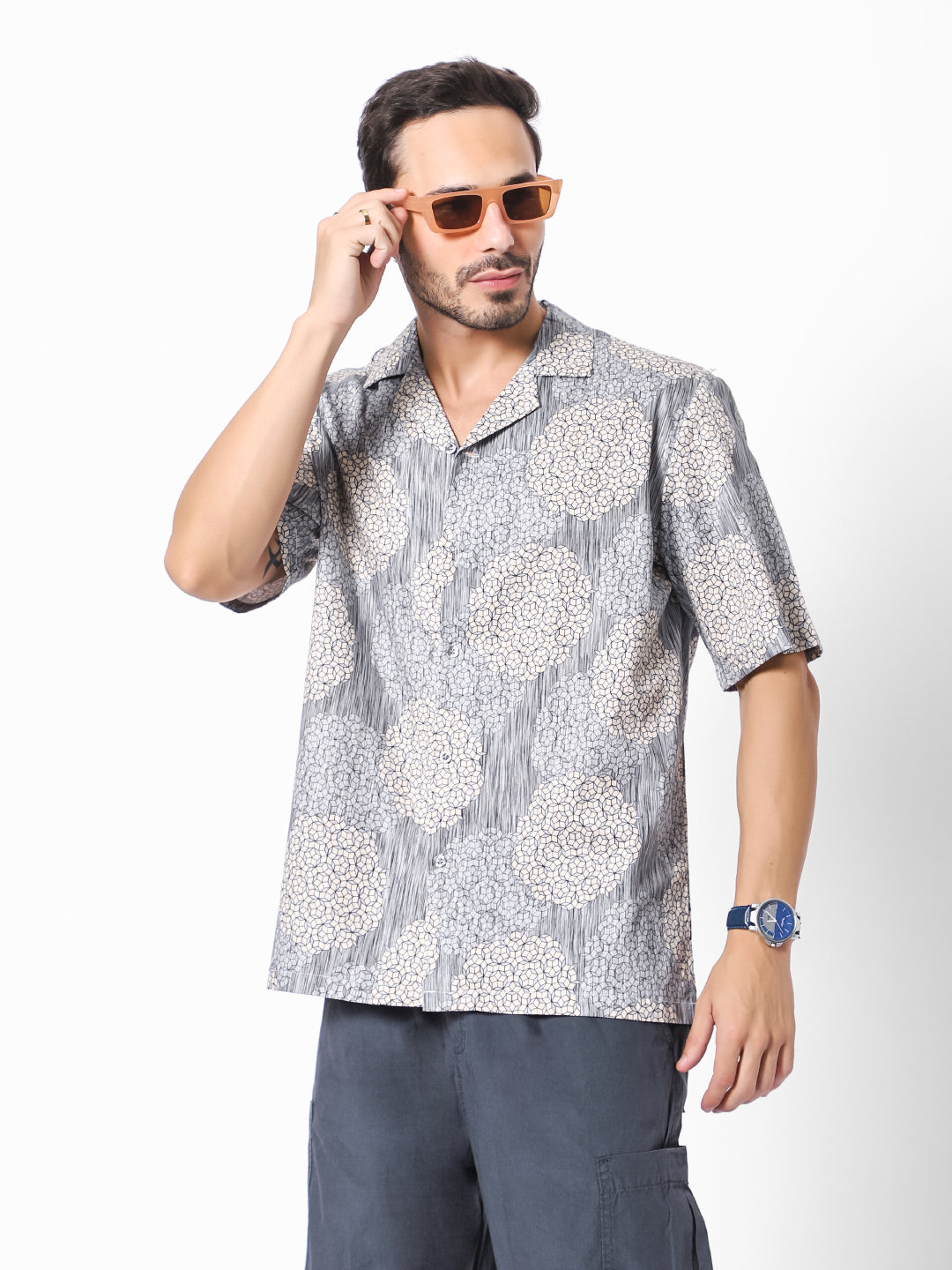 Geometric Circle Oversized Cotton Shirt