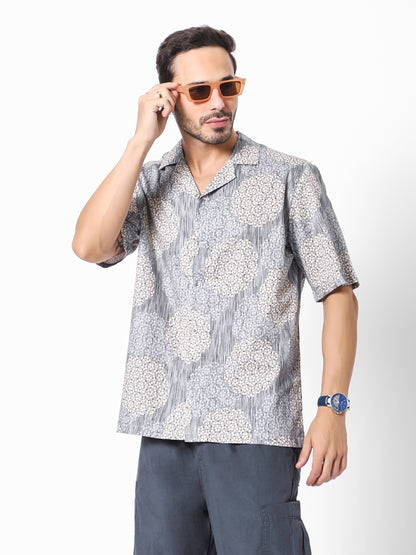 Geometric Circle Oversized Cotton Shirt