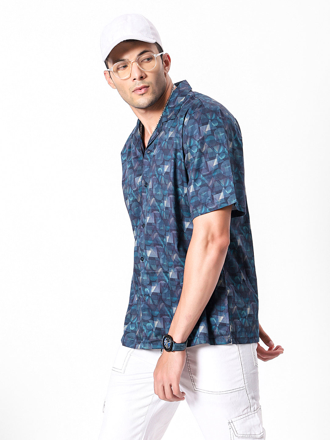 Geo Optical Oversized Cotton Shirt
