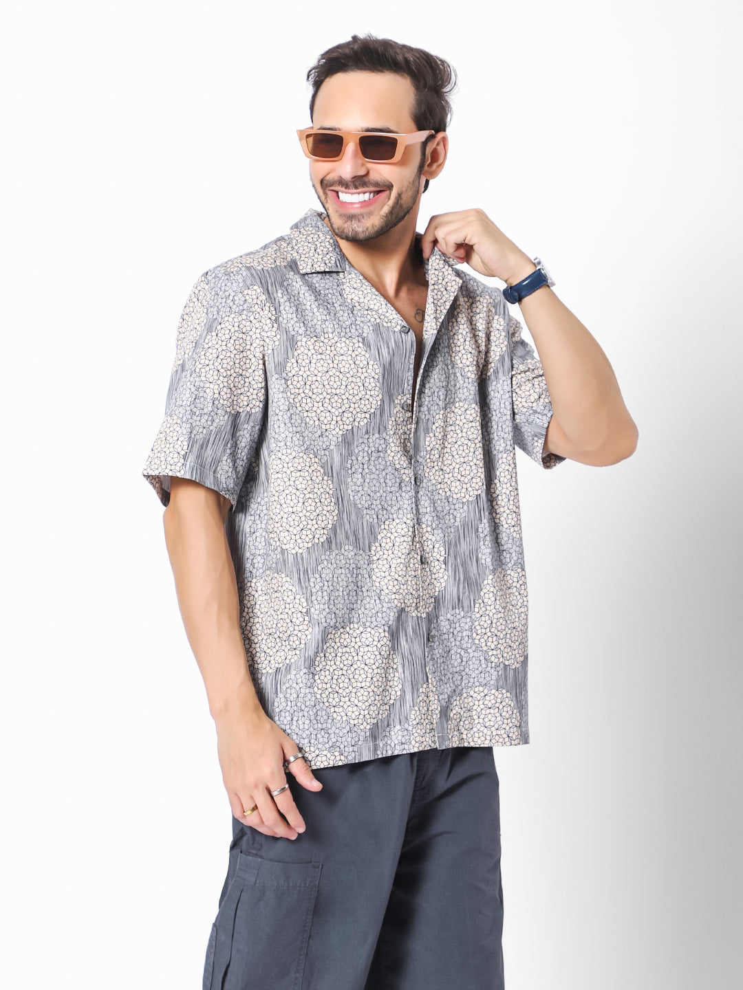 Geometric Circle Oversized Cotton Shirt