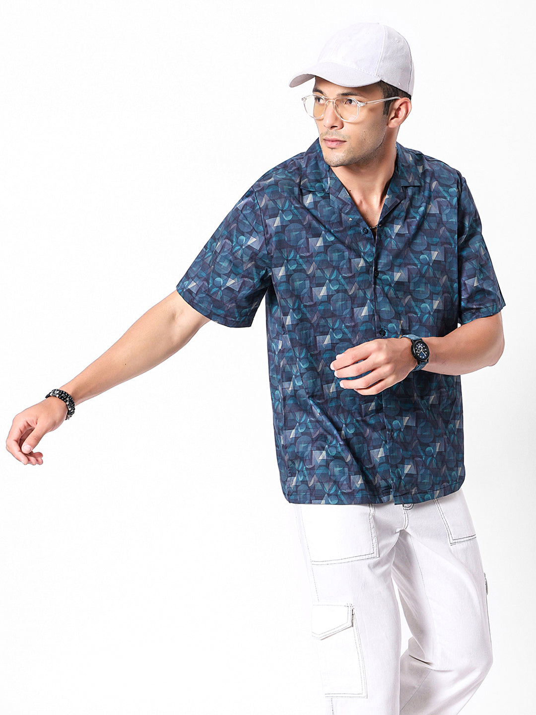 Geo Optical Oversized Cotton Shirt