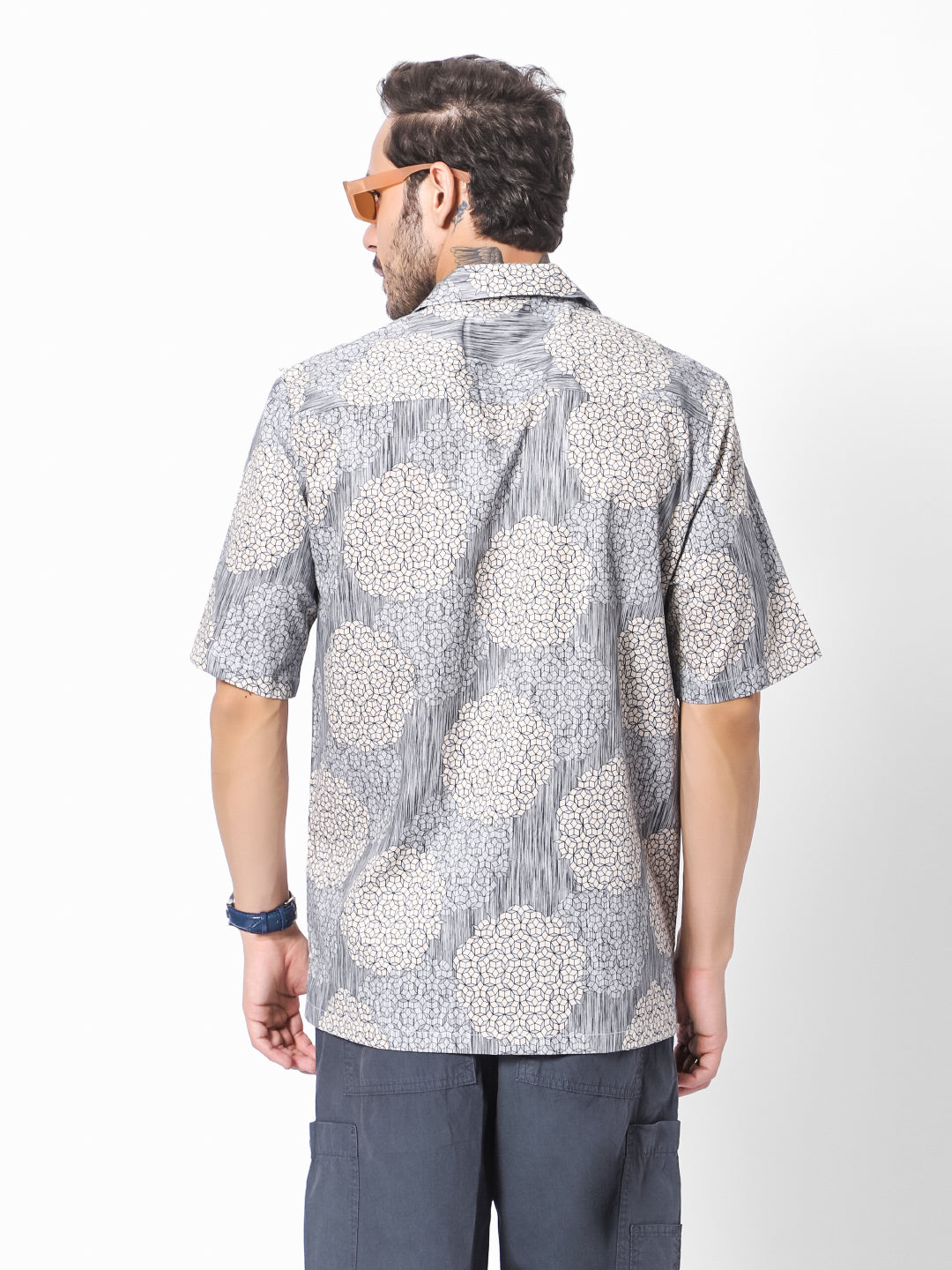 Geometric Circle Oversized Cotton Shirt