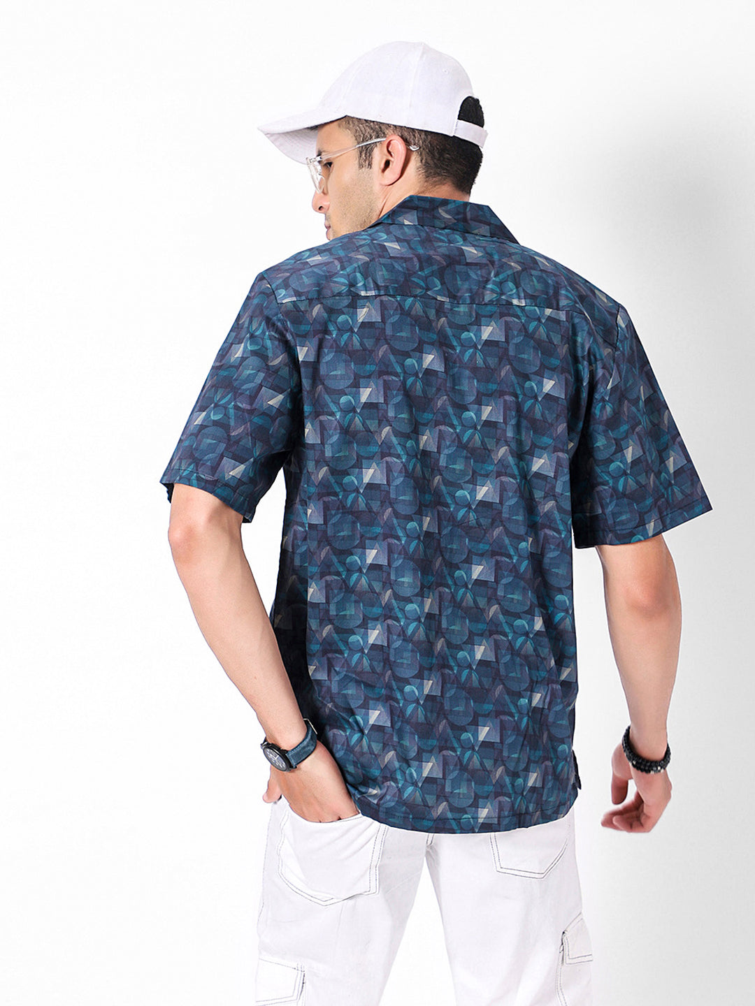 Geo Optical Oversized Cotton Shirt