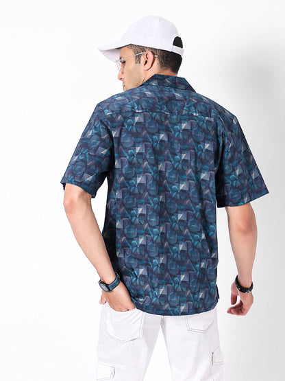 Geo Optical Oversized Cotton Shirt