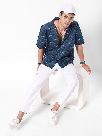 Geo Optical Oversized Cotton Shirt