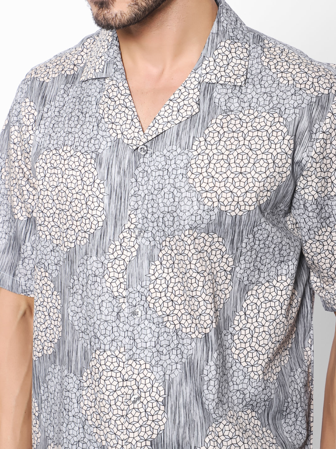 Geometric Circle Oversized Cotton Shirt