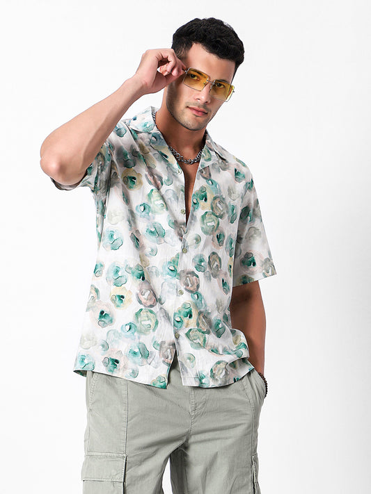 Watercolor Landscape Oversized Cotton Shirt