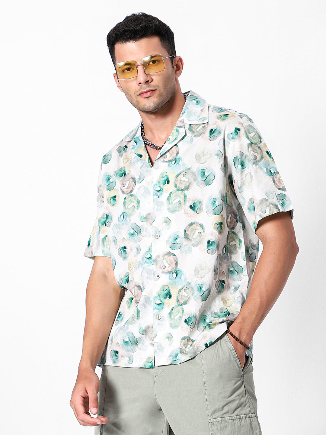 Watercolor Landscape Oversized Cotton Shirt