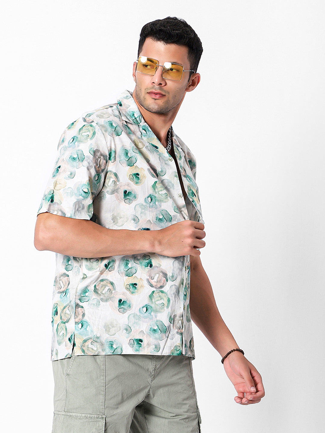 Watercolor Landscape Oversized Cotton Shirt