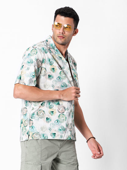 Watercolor Landscape Oversized Cotton Shirt
