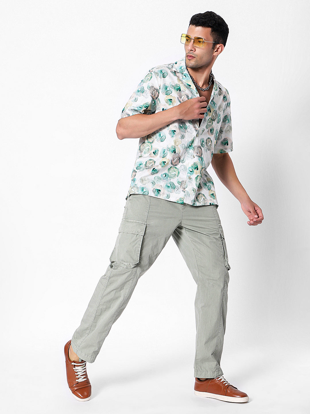 Watercolor Landscape Oversized Cotton Shirt
