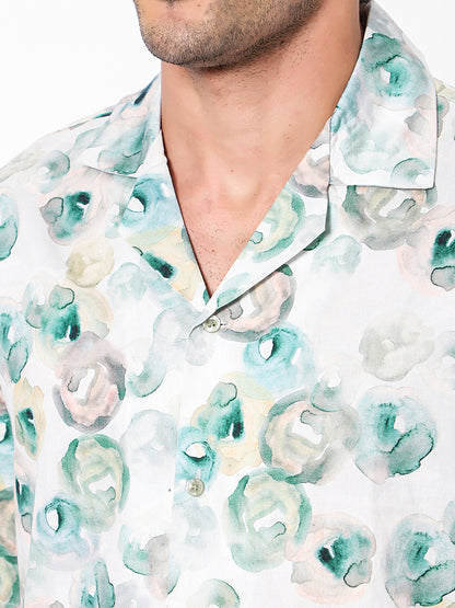 Watercolor Landscape Oversized Cotton Shirt