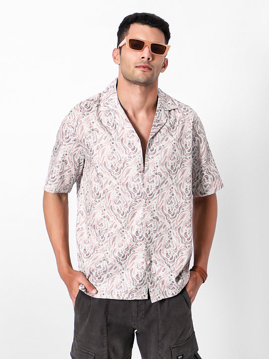 Groovy Pattern Oversized Cotton Shirt