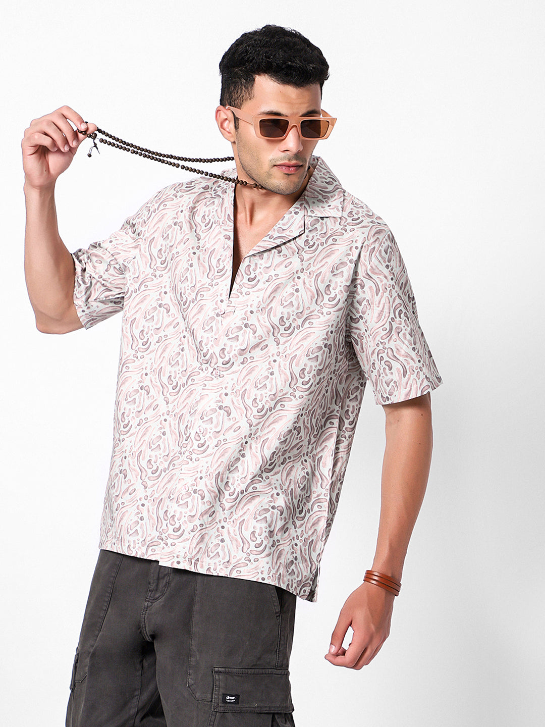 Groovy Pattern Oversized Cotton Shirt