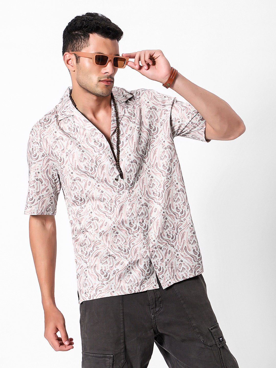 Groovy Pattern Oversized Cotton Shirt