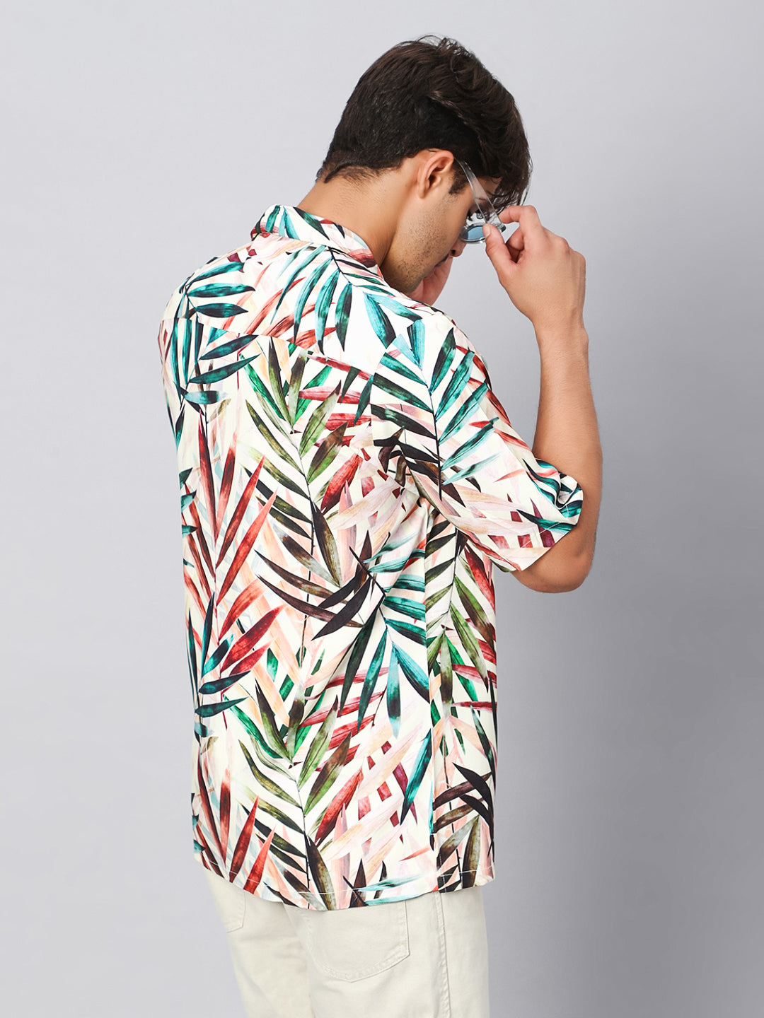 Bold Leaves Oversized Viscose Shirt