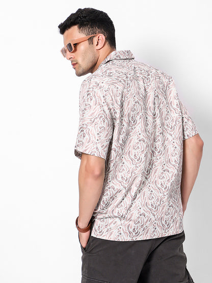 Groovy Pattern Oversized Cotton Shirt
