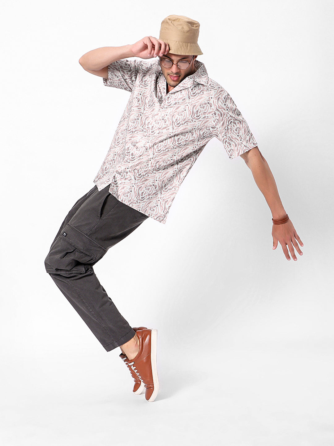 Groovy Pattern Oversized Cotton Shirt