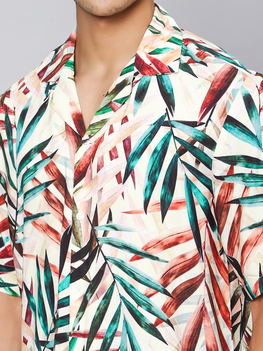 Bold Leaves Oversized Viscose Shirt