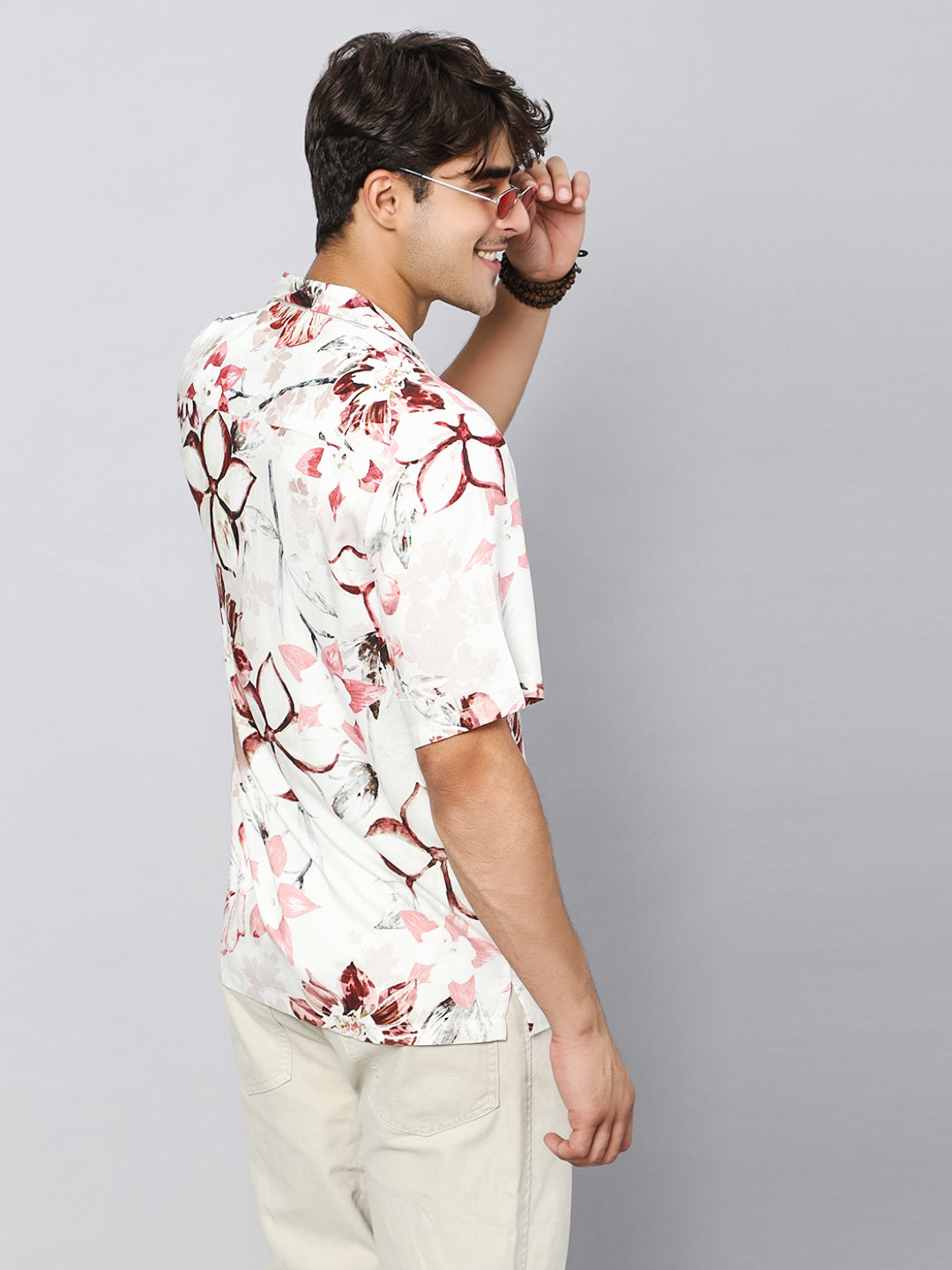 Tropical Floral Oversized Viscose Shirt