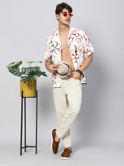 Tropical Floral Oversized Viscose Shirt